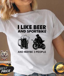 Cheated I Like Beer And Sportbike And Maybe 3 People V-neck - Design by Teeshirtbear.com - Design by Teeshirtbear.com