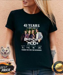 Colorful 41 Years 1980 2021 Depeche Mode Signature V-neck - Design by Teeshirtbear.com