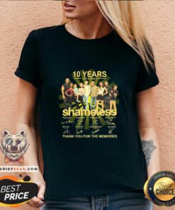 Cool 10 Years 2011 2021 Shameless Signatures V-neck - Design by Teeshirtbear.com