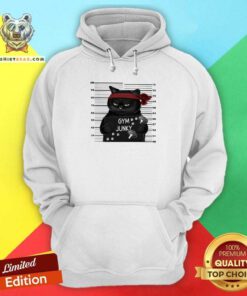Cool Black Cat Gym Junky Hoodie - Design by Teeshirtbear.com