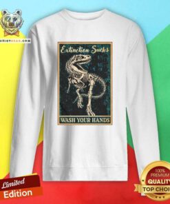 Cool Dinosaur Extinction Sucks Wash Your Hands Sweatshirt - Design by Teeshirtbear.com