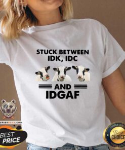 Cows Stuck Between Idk Idc And 8 Idgaf V-neck - Design by Teeshirtbear.com