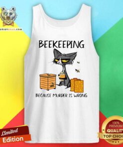 Cute 1 Black Cat Beekeeping Because Murder Is Wrong Tank Top - Design by Teeshirtbear.com