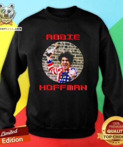 Cute Abbie Hoffman In His 9 American Flag Sweatshirt - Design by Teeshirtbear.com