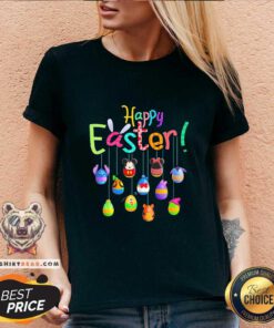 Cute Disney Characters Egg Easter Day 2021 V-neck - Design by Teeshirtbear.com