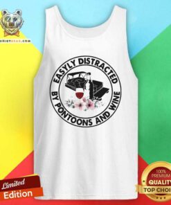 Easily Distracted By 2 Pontoons And Wine Tank Top - Design by Teeshirtbear.com