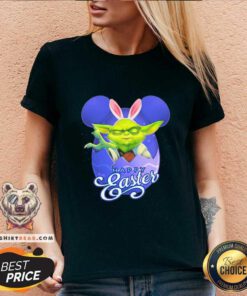 Funny Bunny Master Yoda Disney Happy Easter Day 2021 V-neck - Design by Teeshirtbear.com