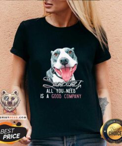 Funny Dog Sometimes All You Need Is A Good Company V-neck - Design by Teeshirtbear.com
