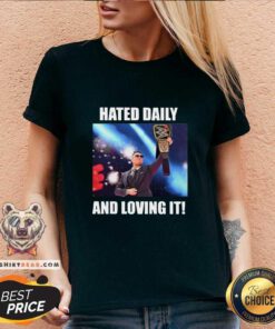 Funny Hated Daily And Loving It V-neck - Design by Teeshirtbear.com