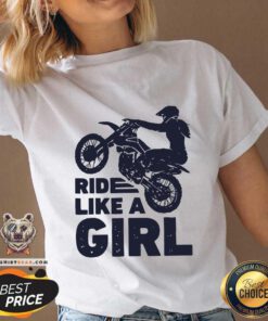 Funny Motocross Ride 9 Like A Girl V-neck - Design by Teeshirtbear.com