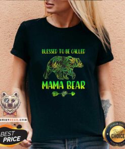 Good Cannabis Blessed To Be Called Mama Bear V-neck - Design by Teeshirtbear.com