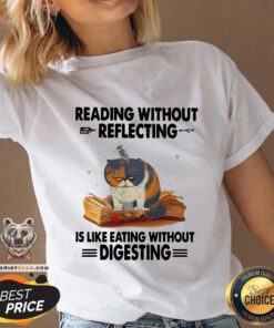 Good Cat Reading Without Reflecting Is Like Eating Without Digesting V-neck - Design by Teeshirtbear.com
