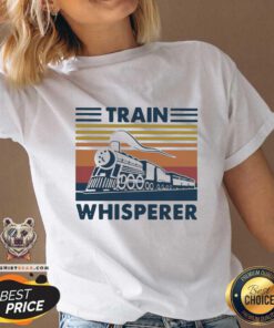 Good Train Whisperer 2021 Vintage V-neck - Design by Teeshirtbear.com