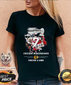 Hot 7 Chicago Blackhawks Forever A Hawk V-neck - Design by Teeshirtbear.com