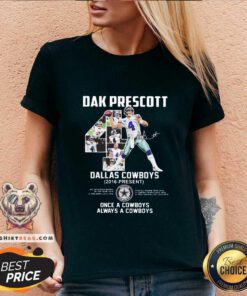 Hot Dak Prescott 4 Dallas Cowboys 2016 Present Signature V-neck - Design by Teeshirtbear.com