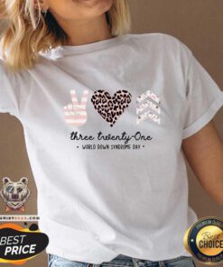 Hot Peace Love Three Twenty One World Down Syndrome Day V-neck
