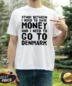 Hot Stuck Between I Need To Save Money And I Need To Go To Denmark Shirt