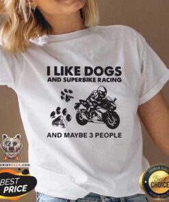 I Like Dogs And Sportbike And Maybe 3 People V-neck - Design by Teeshirtbear.com - Design by Teeshirtbear.com