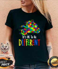 It Is Ok To Be Different 9 Autism Awareness V-neck - Design by Teeshirtbear.com
