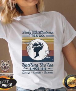 Lady Whistledown Tea Co Spilling The Tea Since 1813 V-neck - Design by Teeshirtbear.com