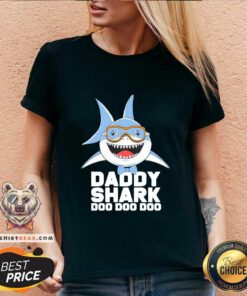 Lovely Daddy Shark Doo Doo Doo V-neck - Design by Teeshirtbear.com