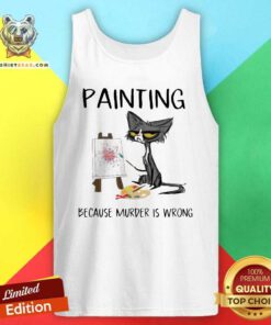 Nice Black Cat Painting Because Murder Is Wrong Tank Top - Design by Teeshirtbear.com