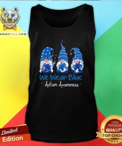 Nice Three Gnomes Holding Blue Puzzle Autism Aware Tank Top