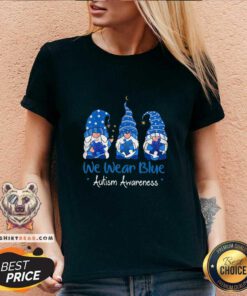 Nice Three Gnomes Holding Blue Puzzle Autism Aware V-neck