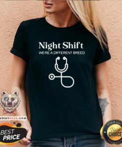 Night Shift 5 Stethoscope V-neck - Design by Teeshirtbear.com