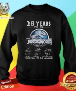 Official 28 Years 1993 2021 Jurassic World Signatures Sweatshirt - Design by Teeshirtbear.com