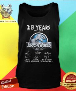 Official 28 Years 1993 2021 Jurassic World Signatures Tank Top - Design by Teeshirtbear.com