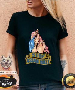 Official Stop Asian Hate Ameerica Flag AAPI V-neck