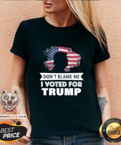 Premium Do Not Blame Me I Voted For Trump American Flag 2024 V-neck - Design by Teeshirtbear.com