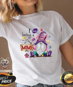 Pretty Bunny Gnome I Love Being A MIMI Happy Easter Day 2021 V-neck - Design by Teeshirtbear.com
