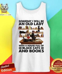 Pretty Someday I Will Be An Old Lady With A House Full Of Black Cat And Books Tank Top - Design by Teeshirtbear.com