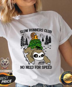 Sloth And Turtle 2 Slow Runners Club V-neck - Design by Teeshirtbear.com