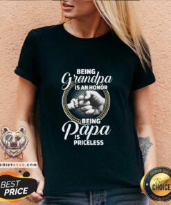 St Patricks Day Being Grandpa Is An Honor 6 Being Papa Is Priceless V-neck - Design by Teeshirtbear.com