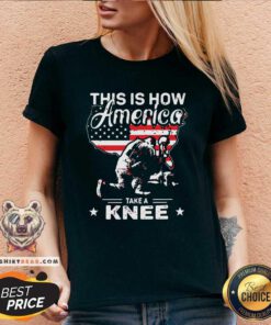 This Is How America Take A Knee Veteran 7 V-neck - Design by Teeshirtbear.com