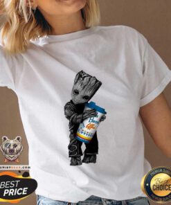 Top Baby Groot Hugs Dutch Bros V-neck - Design by Teeshirtbear.com