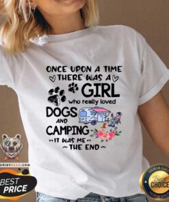 Awesome A Girls Who Love Camping And Dogs V-neck