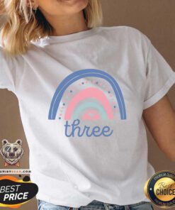 Colorful Rainbow Three Birthday V-neck