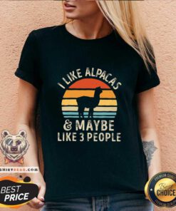 Cool I Like Alpacas And Maybe 3 People Retro V-neck