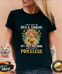 Cool RED Toy Poodle I May Not Be Rich And Famous Dog Mom Priceless V-neck