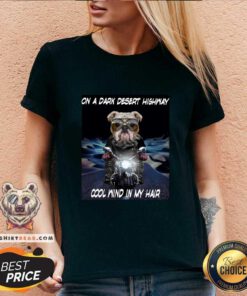 Cute Bulldog Ride Motorcycle On HighWay Cool Wind In My Hair V-neck
