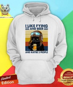 Cute Cat Pilot Flying Beer And 3 People Vintage Retro Hoodie