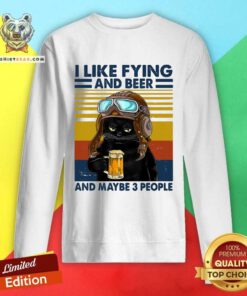 Cute Cat Pilot Flying Beer And 3 People Vintage Retro Sweatshirt