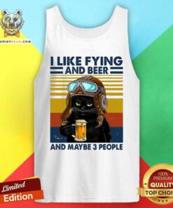 Cute Cat Pilot Flying Beer And 3 People Vintage Retro Tank Top