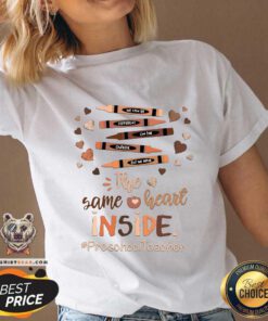 Cute The Same Heart Inside Preschool Teacher Crayon V-neck