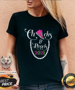 Hot Chucks And Pearls 2021 Pink And Green V-neck