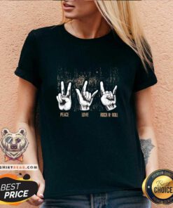 Nice Peace Love Rock And Roll Guitar Ret Hippie Collection V-neck